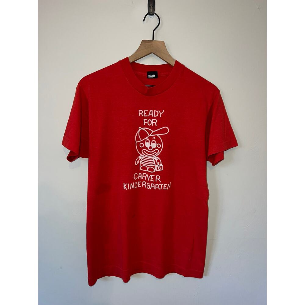 Vintage Kindergarten Shirt Ready For Carver School Red Tee Vtg 90s Medium